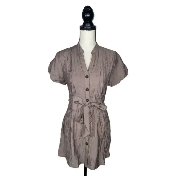 Poetry Clothing Dresses | Poetry Clothing Beige Brown Belted Button-Down Dress Size: S | Color: Brown | Size: S | Thrift_Republic's Closet
